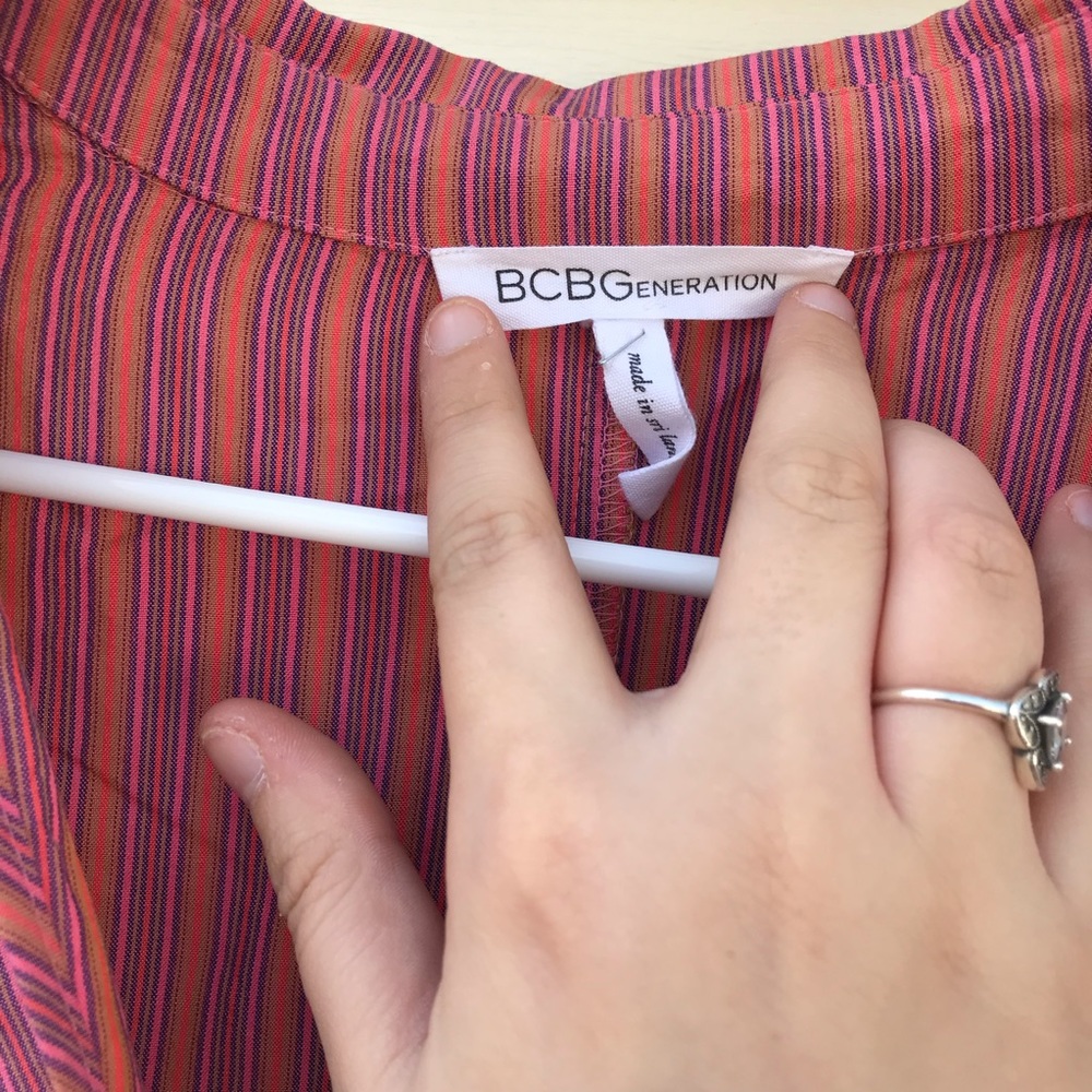 Bcbgeneration Deep V Striped Crossover Blouse - image 5